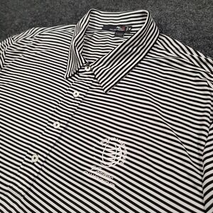 Ralph Lauren RLX Men Polo Shirt XXL Black White Stripe Cadillac Golf
